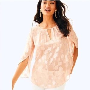Lilly Pulitzer Beccer Silk Clip Top Sandstone M